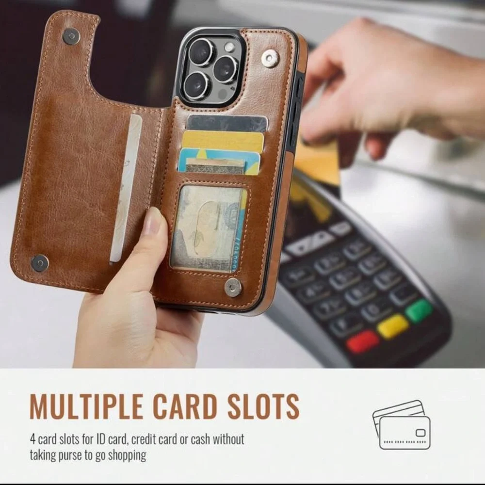 New Brown Leather Wallet Phone Case iphone 16